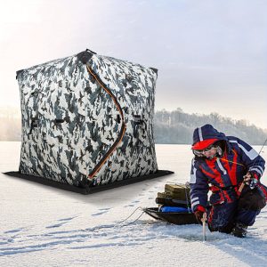 Portable Ice Fishing Tent, Fishing Shelter, Thermal Ice Fishing Tent, Easy to Install, Portable and Space-saving, Camouflage Tent, 1-2 People