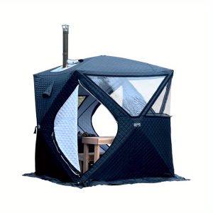 Multi-Person Winter Fishing Tent with Large Windows and Smokestack - Suitable for All Seasons