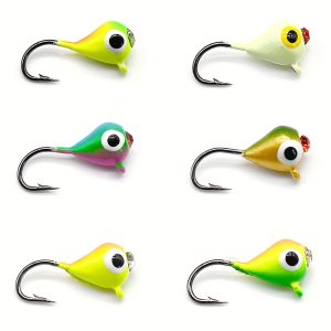 6pcs/pack Mini Lead Head Hook, Ice Fishing Lure, Colorful Lead Tadpole