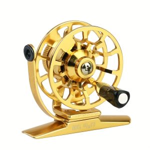 Premium Aluminum Alloy Offshore Fishing Reel - Right Hand Orientation, Single Golden Fly Fishing Ice Fishing Wheel with Front Drag - Durable Construction for Saltwater and Freshwater Fishing