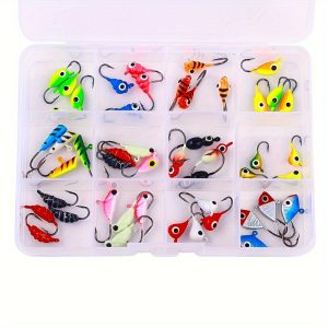 48pcs Winter Ice Fishing Jigs For Bass Perch Crappie 1.2g-2.6g Artificial Fishing Bait Set Jig Head Hooks Fishing Tackle