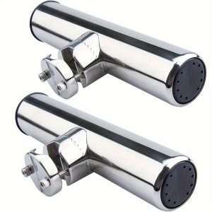 2pcs Fishing Rod Holder, Fishing Rod Holder Suitable For Boat Rail Installation, Stainless Steel Clamp Rod Holder Suitable For Marine Boat, Fishing Boat, Yacht, Jon Boat